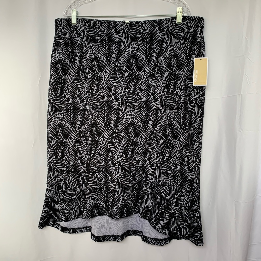 Michael Kors Skirt Peplum Hem Black Green Low High